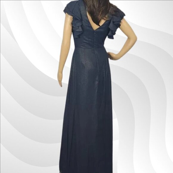 2/$50 Dessy Collection Vivian Diamond Midnight Gold Dress Size 2 | Elegant Gown - Picture 5 of 9